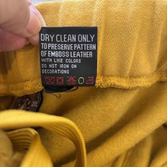 Al Wissam Mens 2XL Detroit Leather Detailed Fashion Yellow Gold Joggers READ - Picture 16 of 16